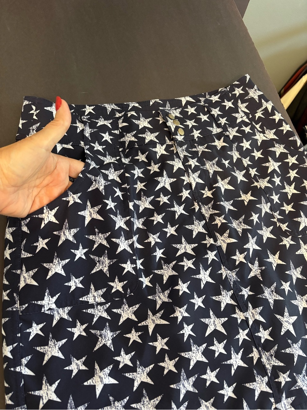 Jofit Dark Navy Mini Skirt with White Star Print - Picture 11 of 12